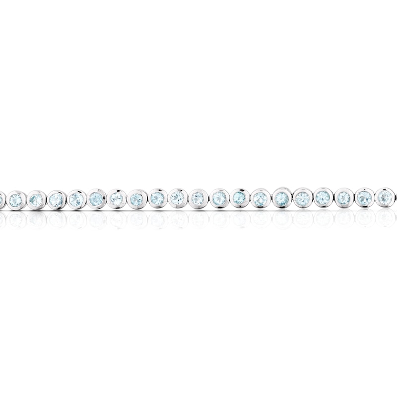 Main Image 2 of Sterling Silver Blue Topaz Bezel Set Tennis Bracelet