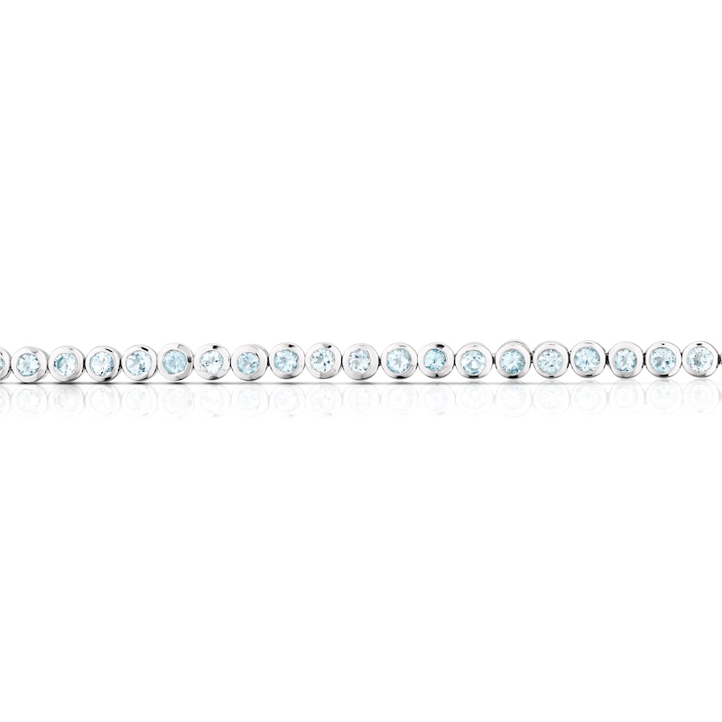 Sterling Silver Blue Topaz Bezel Set Tennis Bracelet