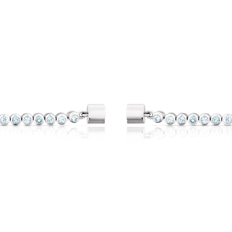 Main Image 3 of Sterling Silver Blue Topaz Bezel Set Tennis Bracelet