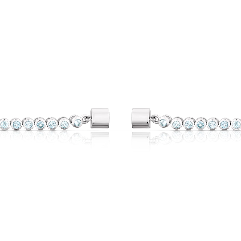 Sterling Silver Blue Topaz Bezel Set Tennis Bracelet