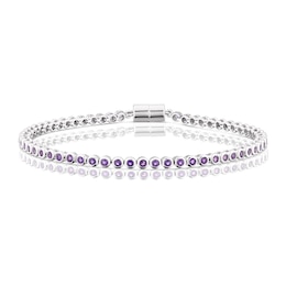 Sterling Silver Amethyst Bezel Set Tennis Bracelet