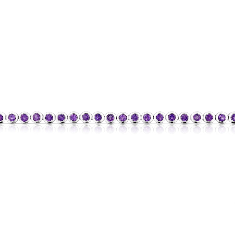 Main Image 2 of Sterling Silver Amethyst Bezel Set Tennis Bracelet