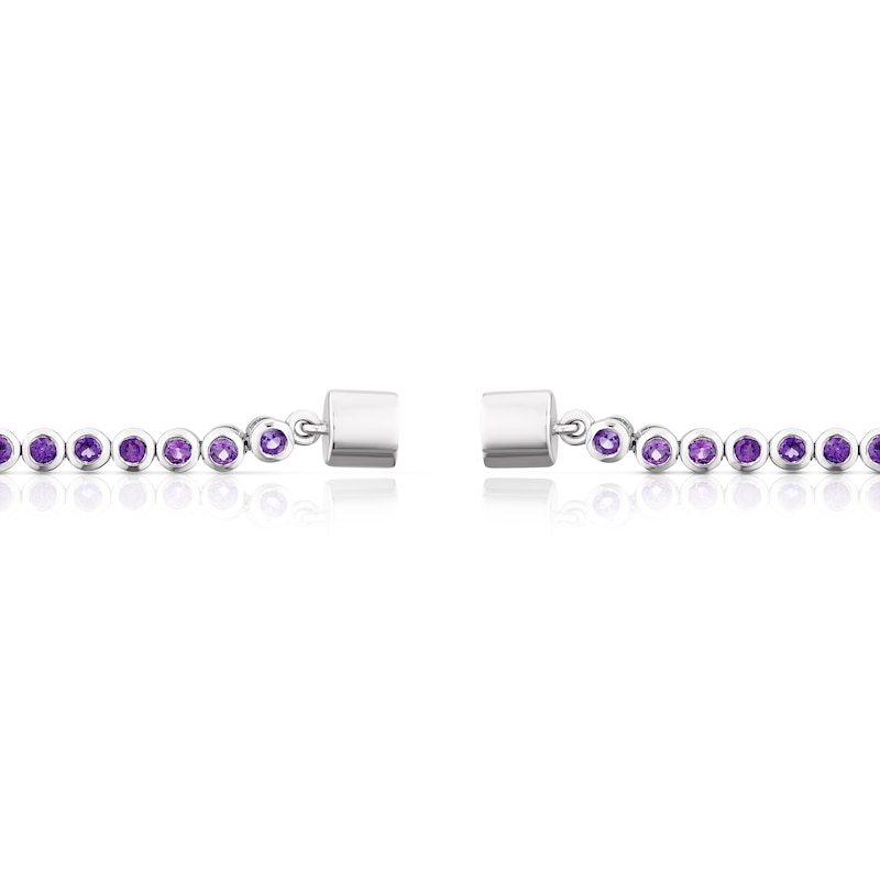 Main Image 3 of Sterling Silver Amethyst Bezel Set Tennis Bracelet