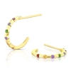 9ct Yellow Gold Multi Stone Hoop Earrings