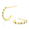 Thumbnail Image 1 of 9ct Yellow Gold Multi Stone Hoop Earrings