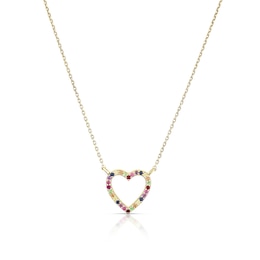 9ct Yellow Gold Multi Stone Heart Pendant