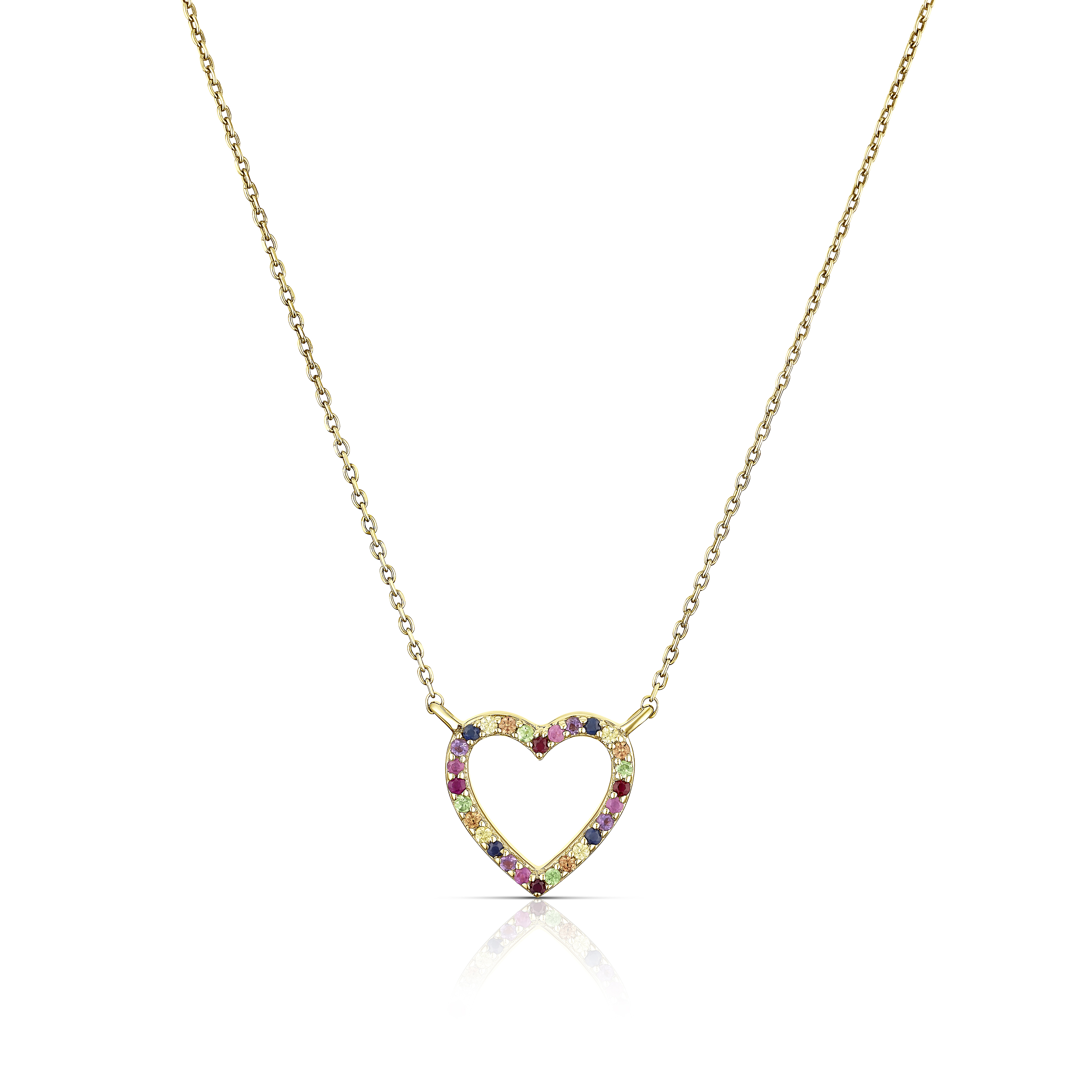 Main Image 1 of 9ct Yellow Gold Multi Stone Heart Pendant