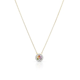 9ct Yellow Gold Multi Stone & 0.07ct Diamond Halo Pendant