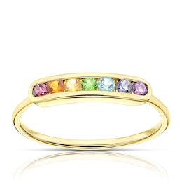 9ct Yellow Gold Multi Stone Channel Set Ring