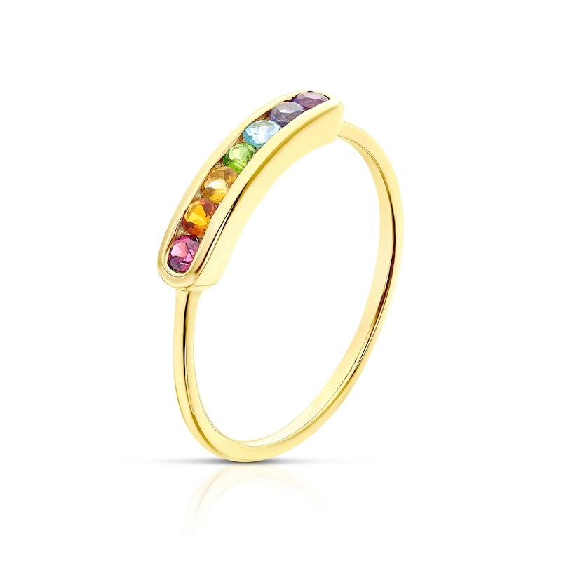 9ct Yellow Gold Multi Stone Channel Set Ring