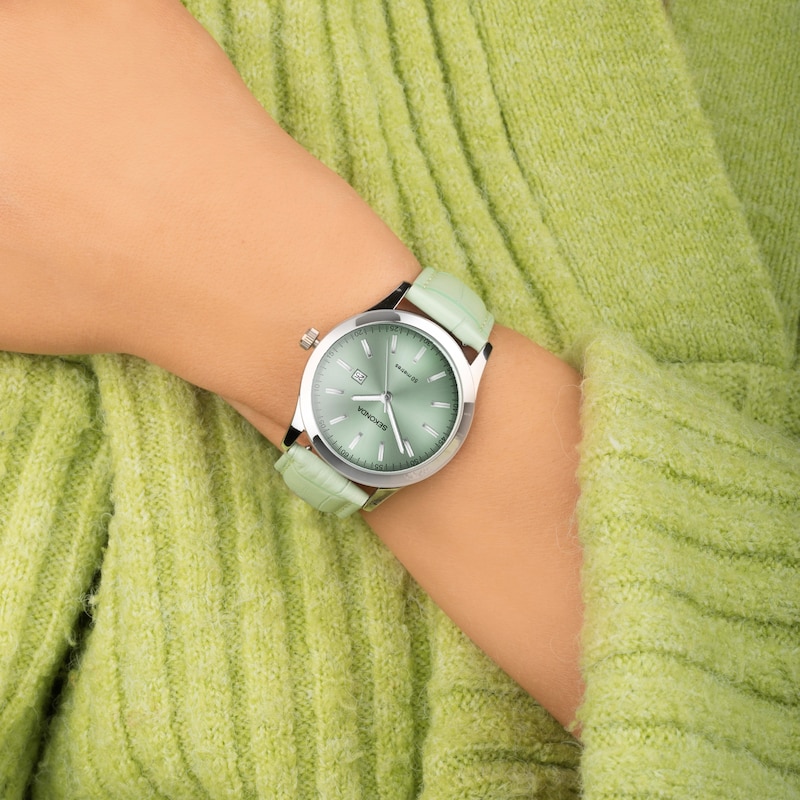 Main Image 4 of Sekonda Ladies' Taylor Green Leather Strap Watch