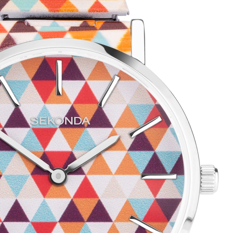 Sekonda Ladies' Orange Geometric Patterned Expander Bracelet Watch
