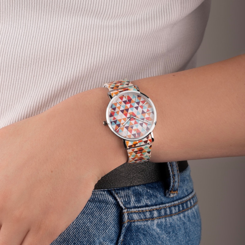 Sekonda Ladies' Orange Geometric Patterned Expander Bracelet Watch