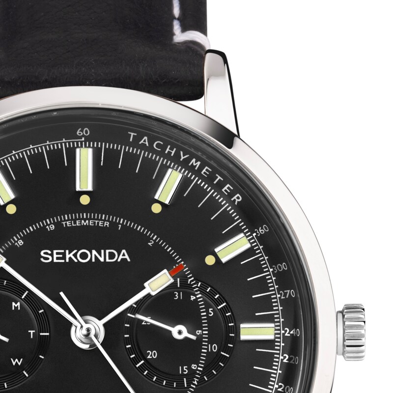 Sekonda 1978 Men’s Black Leather Strap Watch