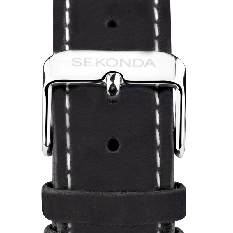 Sekonda 1978 Men’s Black Leather Strap Watch