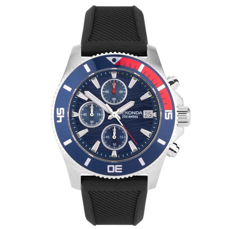 Main Image 1 of Sekonda Pacific Wave Men’s Chronograph Black Silicone Strap Watch