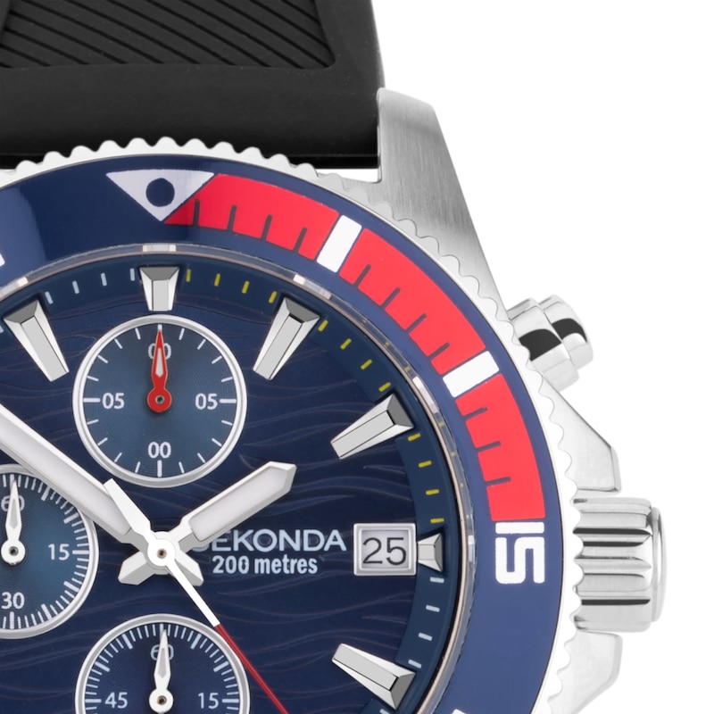 Sekonda Pacific Wave Men’s Chronograph Black Silicone Strap Watch