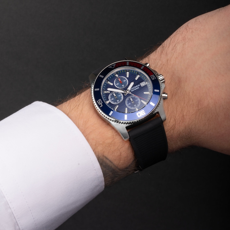 Main Image 7 of Sekonda Pacific Wave Men’s Chronograph Black Silicone Strap Watch