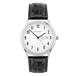 Sekonda Easy Reader Men's Black Leather Strap Watch