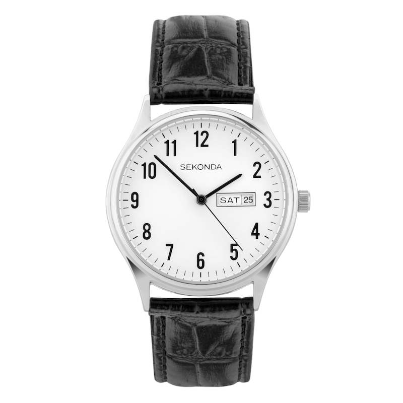 Sekonda Easy Reader Men's Black Leather Strap Watch