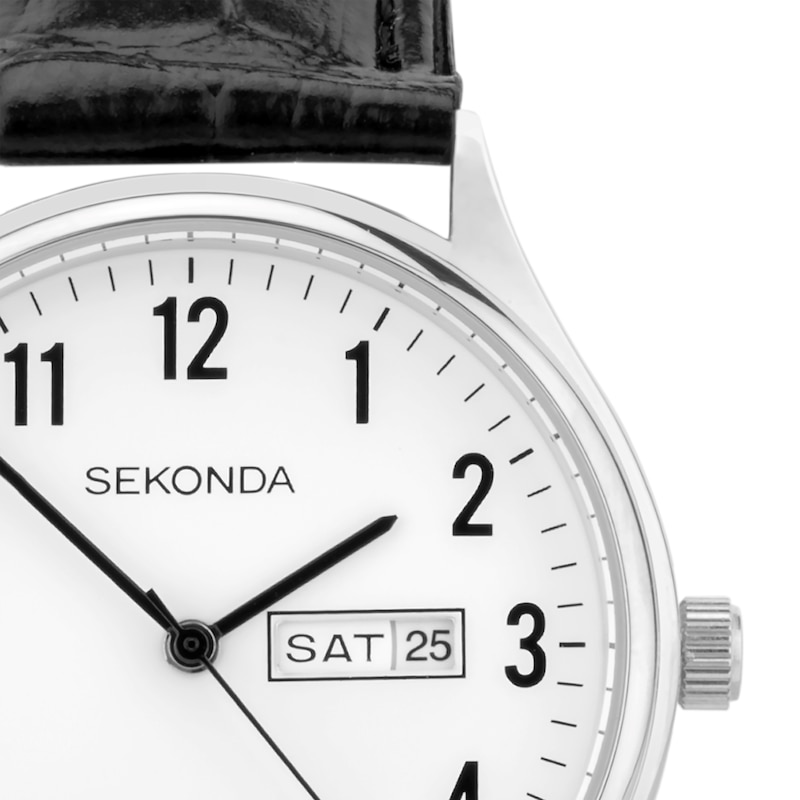 Main Image 2 of Sekonda Easy Reader Men's Black Leather Strap Watch
