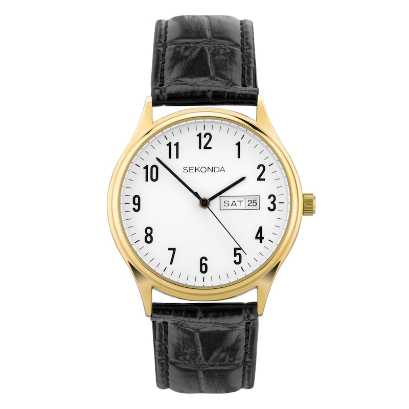 Main Image 1 of Sekonda Easy Reader Men's Black Leather Strap Watch