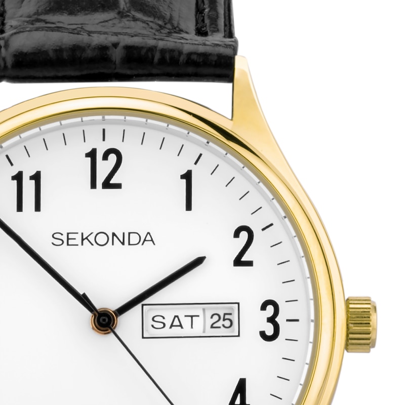Main Image 2 of Sekonda Easy Reader Men's Black Leather Strap Watch