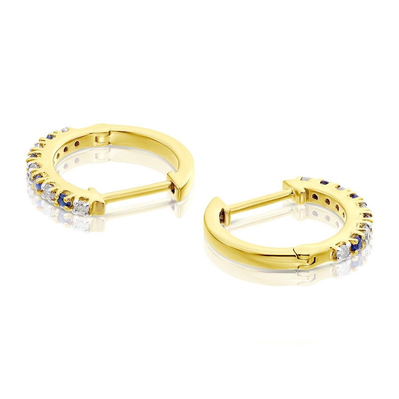 Sterling Silver & 18ct Gold Plated Vermeil Sapphire 0.14ct Diamond Earrings