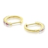 Thumbnail Image 1 of Sterling Silver & 18ct Gold Plated Vermeil Ruby 0.14ct Diamond Earrings