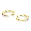 Thumbnail Image 2 of Sterling Silver & 18ct Gold Plated Vermeil Ruby 0.14ct Diamond Earrings