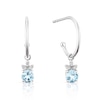 Thumbnail Image 0 of Sterling Silver Blue Topaz 0.05ct Diamond Drop Hoop Earrings
