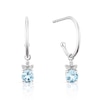 Thumbnail Image 1 of Sterling Silver Blue Topaz 0.05ct Diamond Drop Hoop Earrings