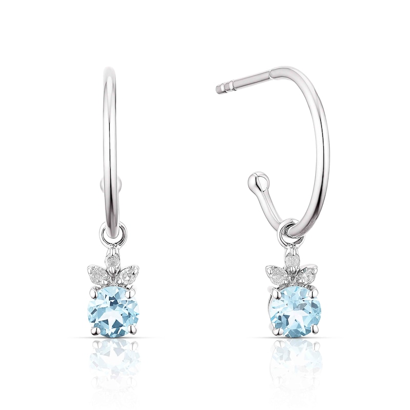 Blue Topaz Drop Hoop Earrings
