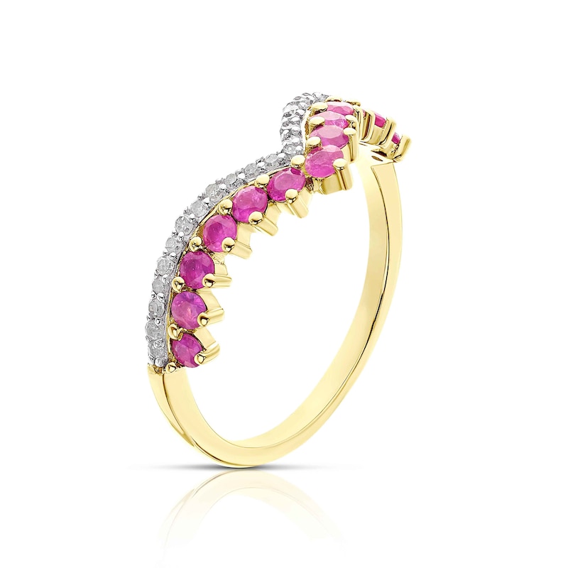 Main Image 2 of 9ct Yellow Gold Ruby 0.11ct Diamond Shaped Eternity Ring
