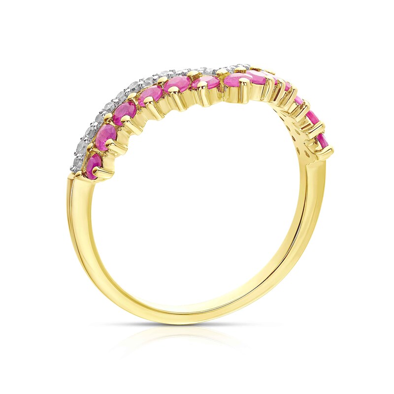 Main Image 3 of 9ct Yellow Gold Ruby 0.11ct Diamond Shaped Eternity Ring