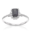 Thumbnail Image 0 of 9ct White Gold Emerald Shaped Sapphire 0.15ct Diamond Halo Ring