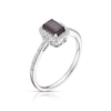Thumbnail Image 1 of 9ct White Gold Emerald Shaped Sapphire 0.15ct Diamond Halo Ring