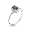 Thumbnail Image 2 of 9ct White Gold Emerald Shaped Sapphire 0.15ct Diamond Halo Ring