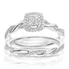 Thumbnail Image 1 of Perfect Fit Argentium Sterling Silver 0.25ct Diamond Twisted Shoulders Bridal Set