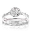 Thumbnail Image 1 of Perfect Fit Argentium Sterling Silver 0.25ct Diamond Round Cluster Bridal Set