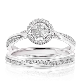 Perfect Fit Argentium Silver 0.25ct Diamond Bridal Set
