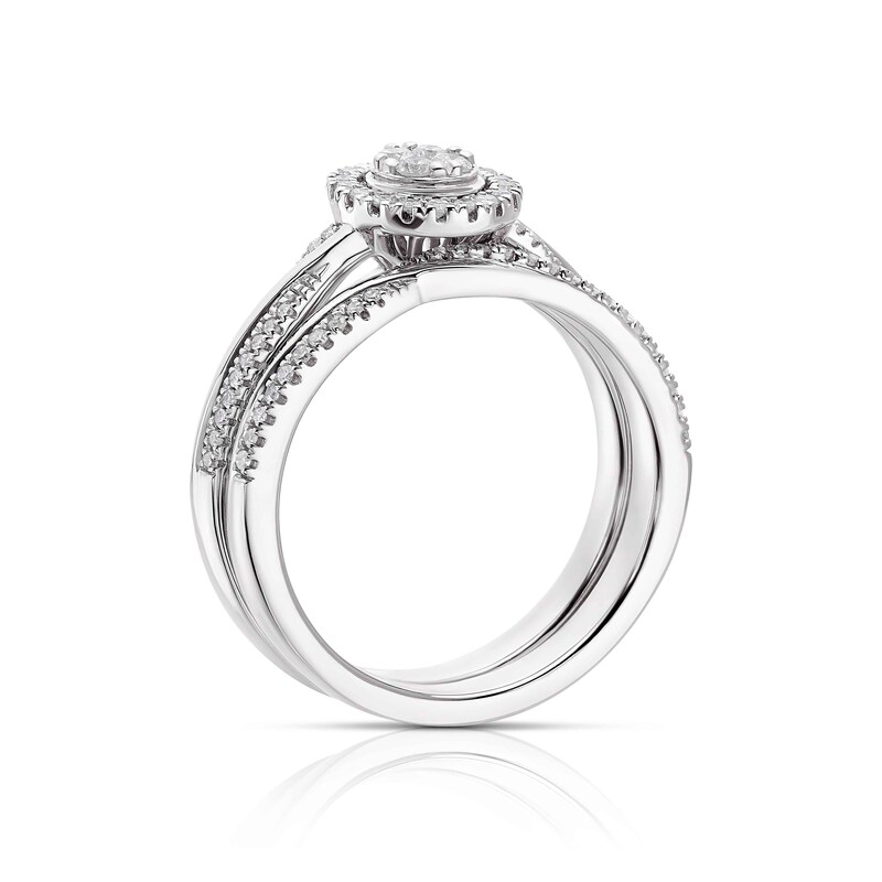 Main Image 3 of Perfect Fit Argentium Sterling Silver 0.25ct Diamond Round Cluster Bridal Set