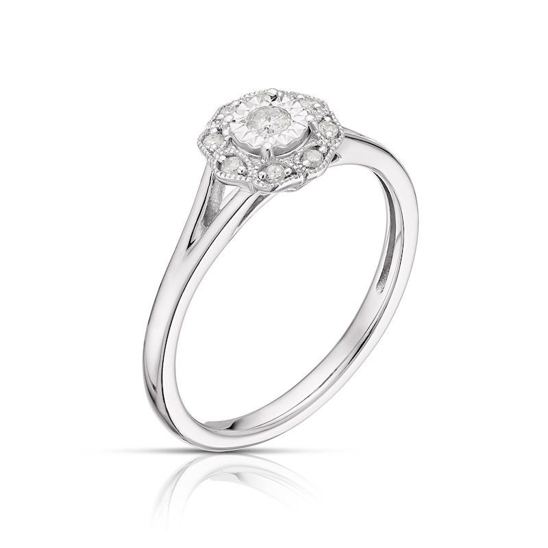 Sterling Silver 0.10ct Total Diamond Solitaire Ring