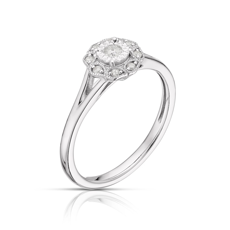 Main Image 2 of Sterling Silver 0.10ct Total Diamond Solitaire Ring