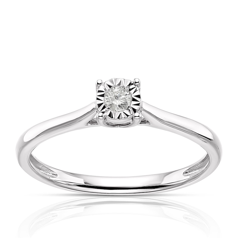 Main Image 1 of 9ct White Gold 0.05ct Diamond Illusion Set Solitaire Ring