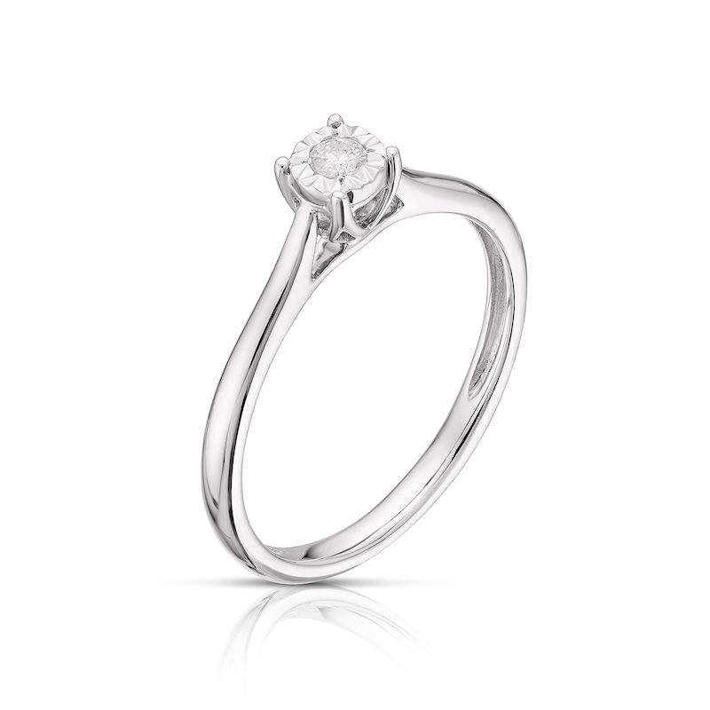 9ct White Gold 0.05ct Diamond Illusion Set Solitaire Ring