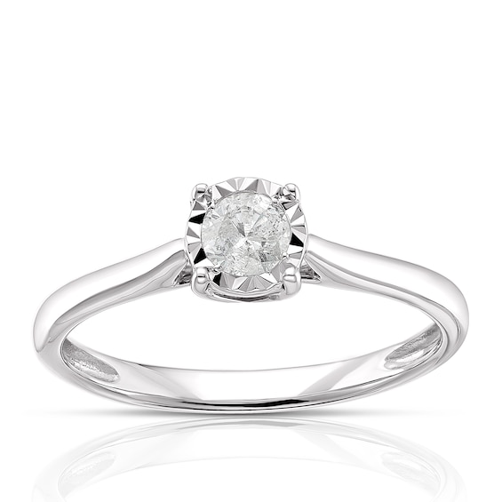9ct White Gold 0.17ct Diamond Illusion Set Solitaire Ring
