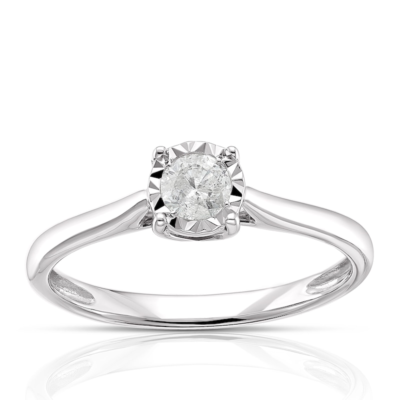 Main Image 1 of 9ct White Gold 0.17ct Diamond Illusion Set Solitaire Ring