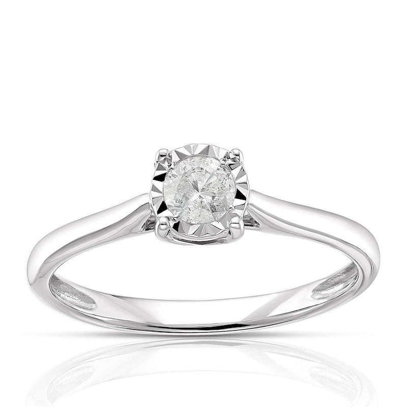 9ct White Gold 0.17ct Diamond Illusion Set Solitaire Ring | H.Samuel