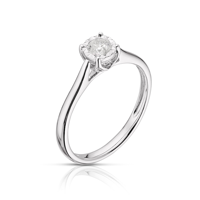 Main Image 2 of 9ct White Gold 0.17ct Diamond Illusion Set Solitaire Ring